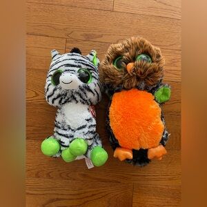9” Medium Beanie Boos Zebra/Owl Plush Set Of 2